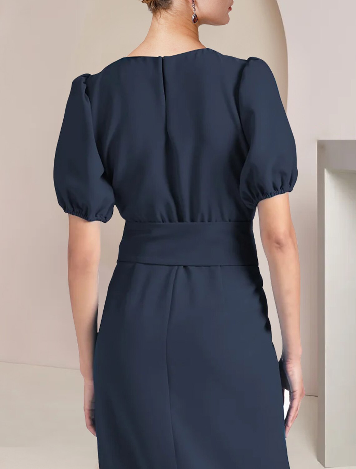 Sheath Chiffon Short Sleeve Mini Wedding Dress - Chloe Dress