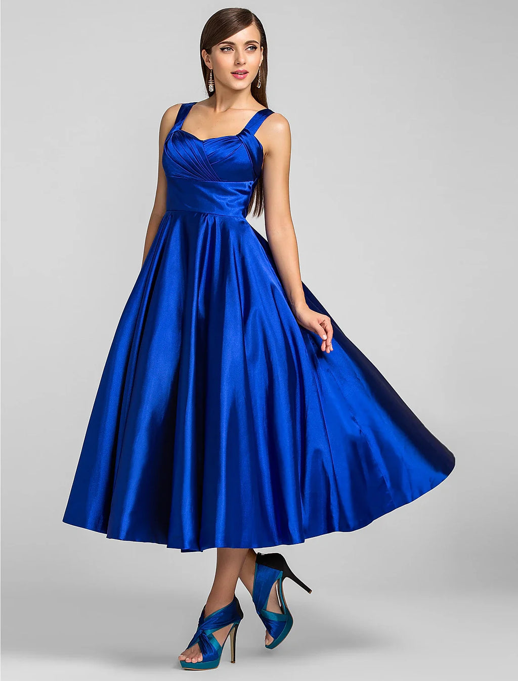 A-Line Square Neck Satin Sleeveless Mini Wedding Dress - Chloe Dress