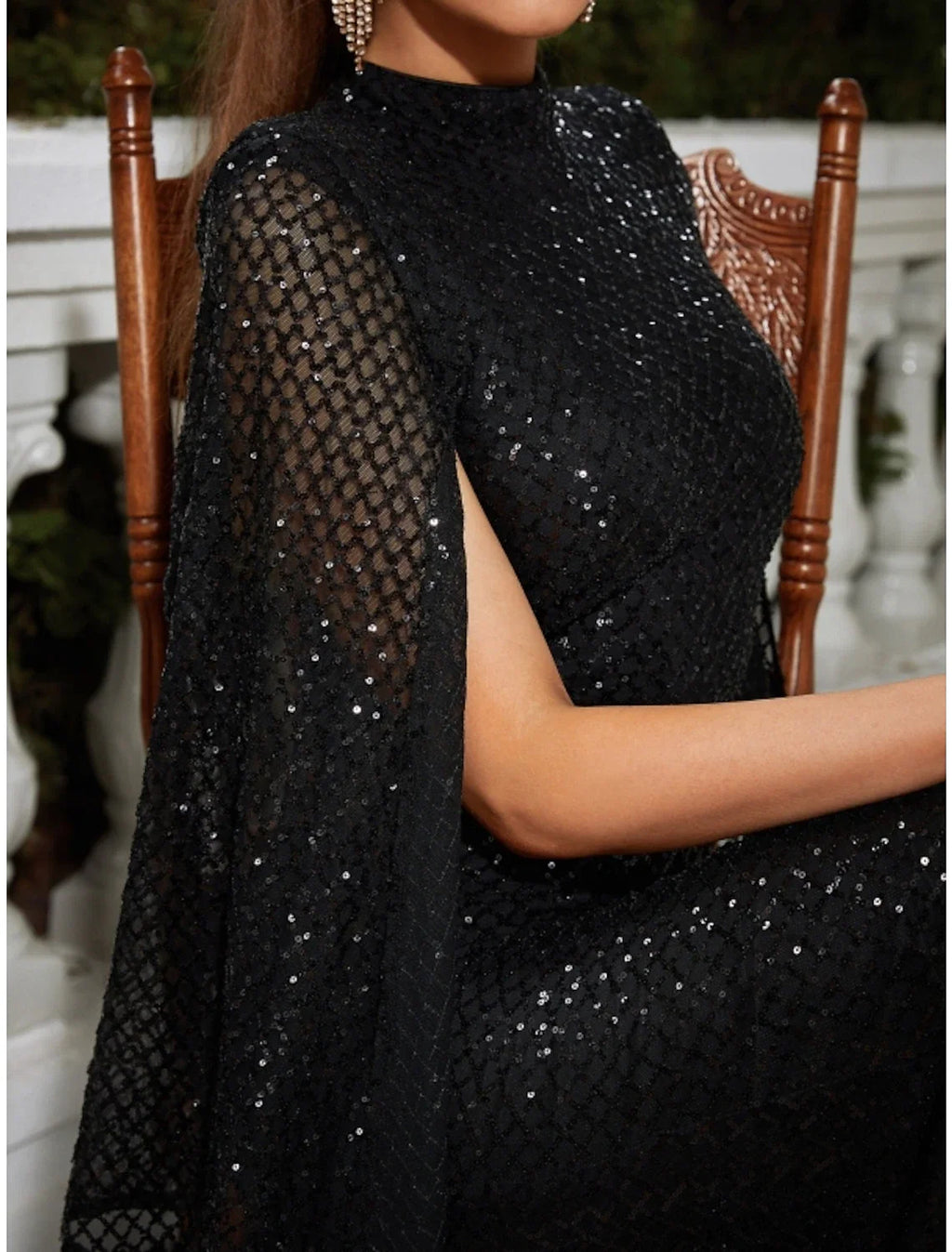 Mermaid High Neck Sequin Sleeveless Pleated Floor-Length Evening Gown - Chloe Dress