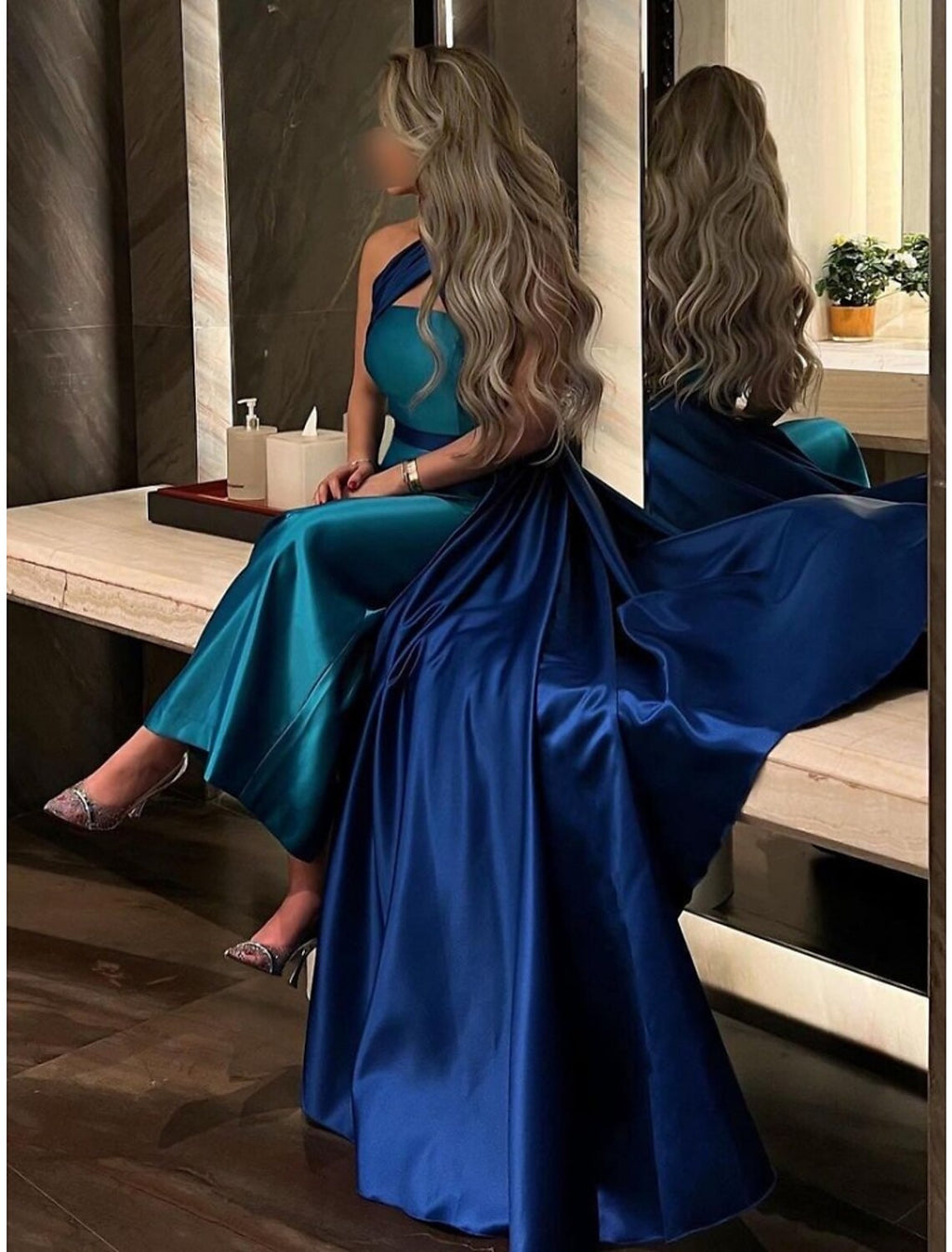 A-Line Halter Satin Sleeveless Pleated Evening Gown - Chloe Dress