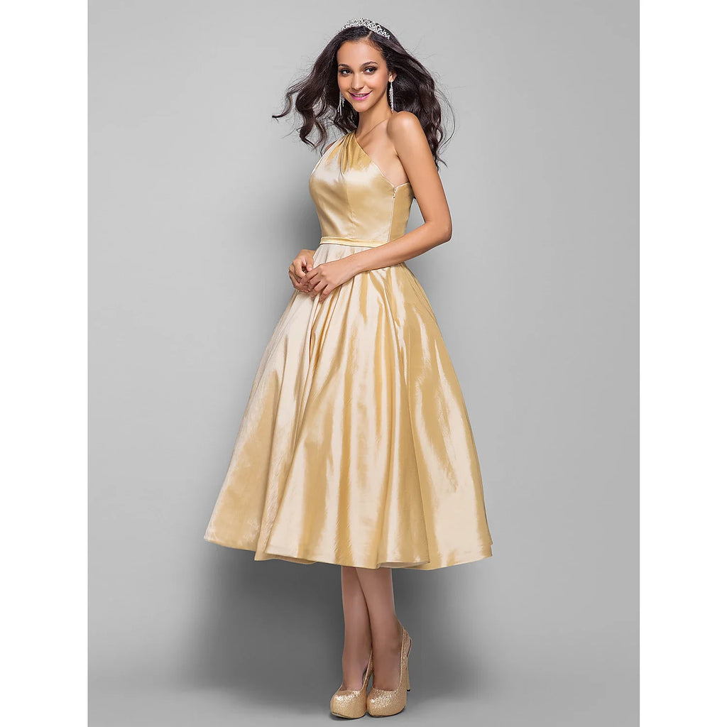 A-Line One-Shoulder Sleeveless Mini Wedding Dress - Chloe Dress