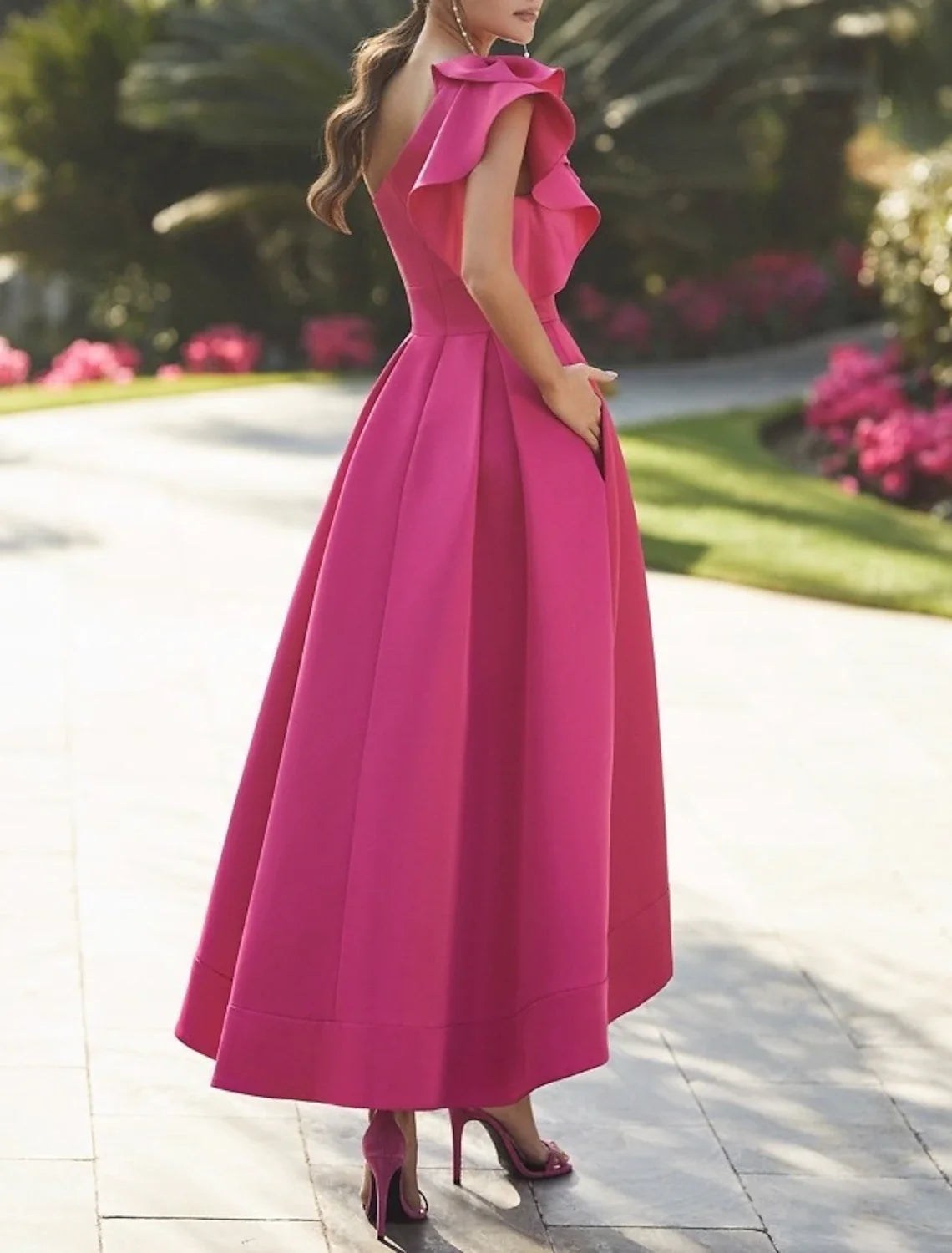 A-Line One-Shoulder Sleeveless Ruffled Prom Dress - Chloe Dress