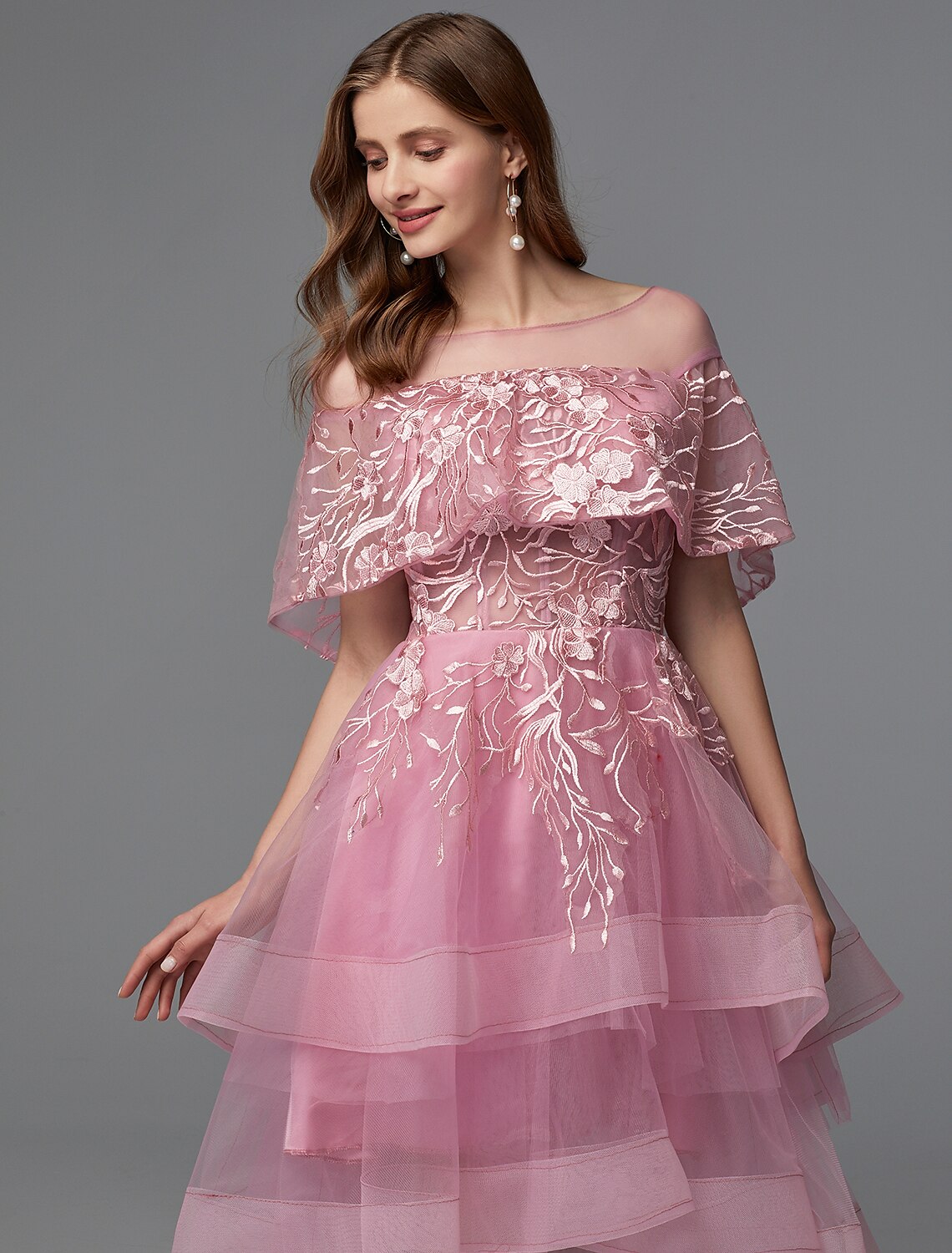 A-Line Illusion Lace Sleeveless Asymmetric Wedding Dress - Chloe Dress