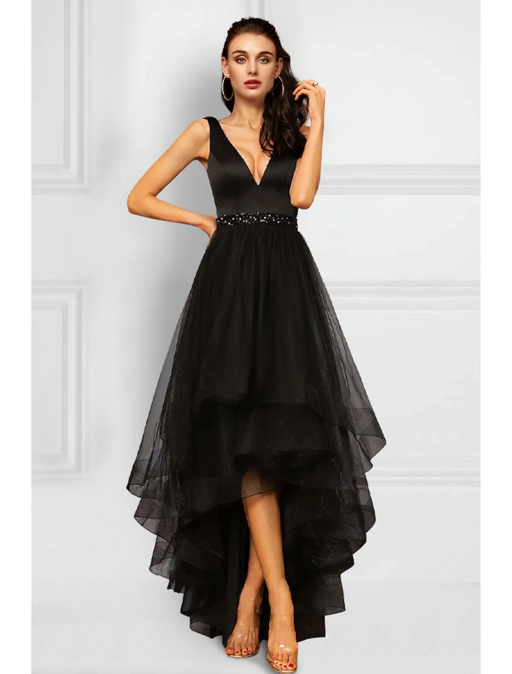 A-Line V-Neck Organza Sleeveless Ruffled Cocktail Dress - Chloe Dress