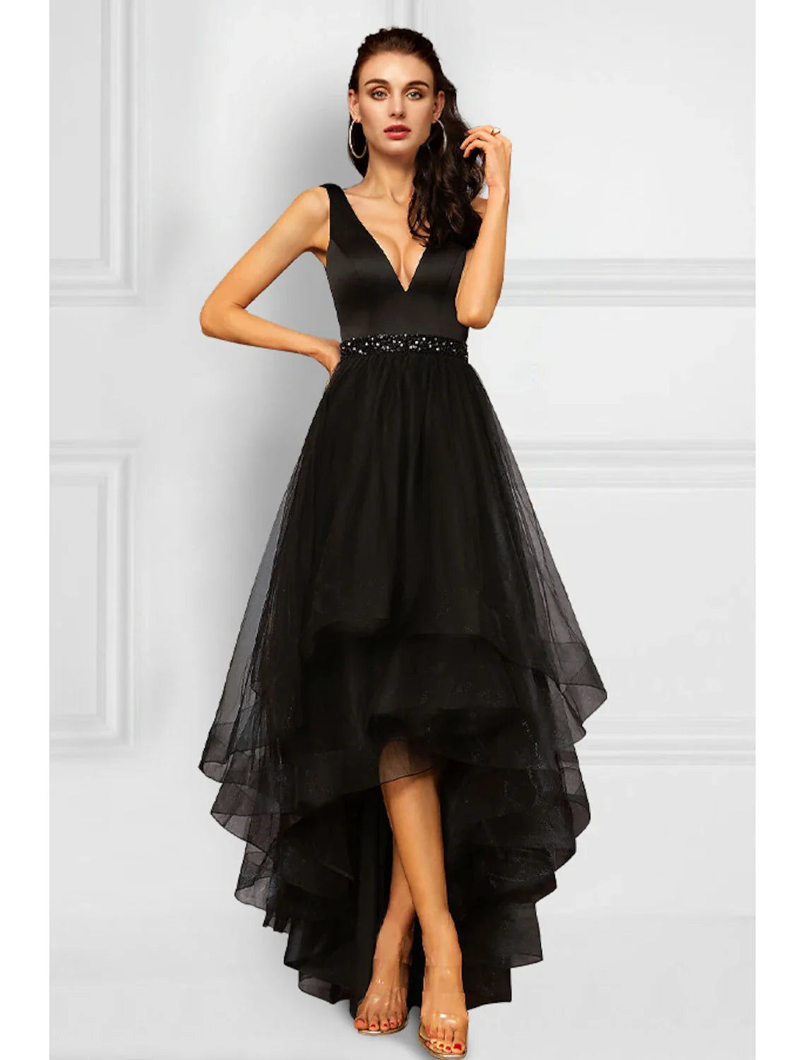 A-Line V-Neck Organza Sleeveless Ruffled Cocktail Dress - Chloe Dress