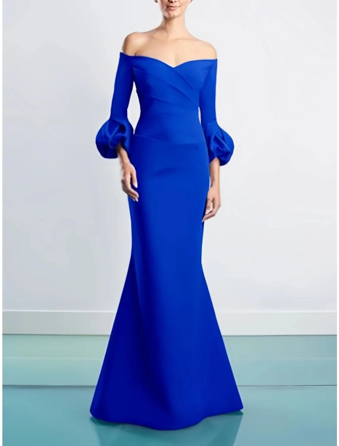 Sheath Off-Shoulder Three-Quarter Sleeve Floor-Length Evening Gown - Chloe Dress