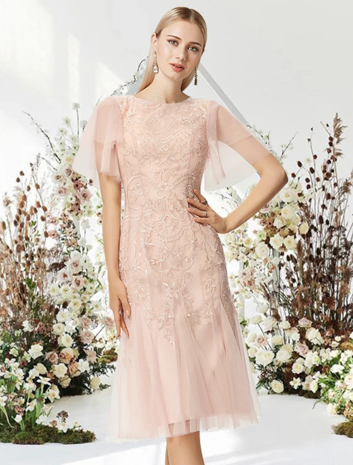 A-Line Lace Applique Knee-Length Cocktail Dress - Chloe Dress