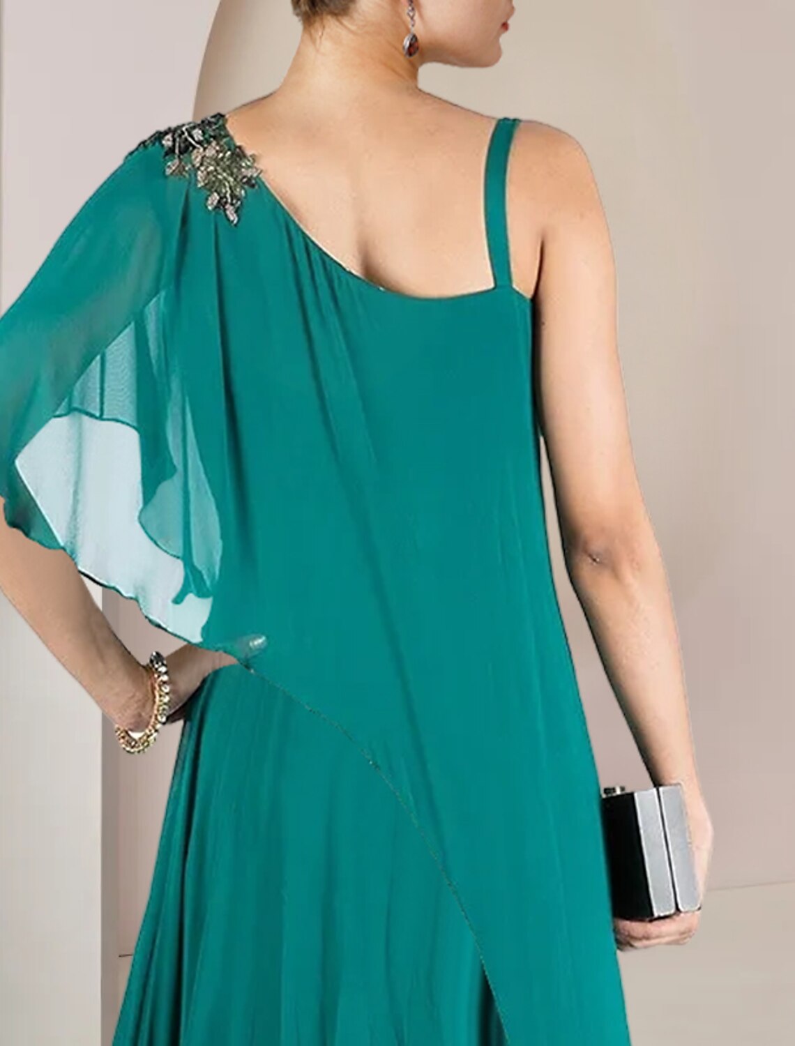 A-Line One-Shoulder Chiffon Sleeveless Pleated Floor-Length Wedding Dress - Chloe Dress