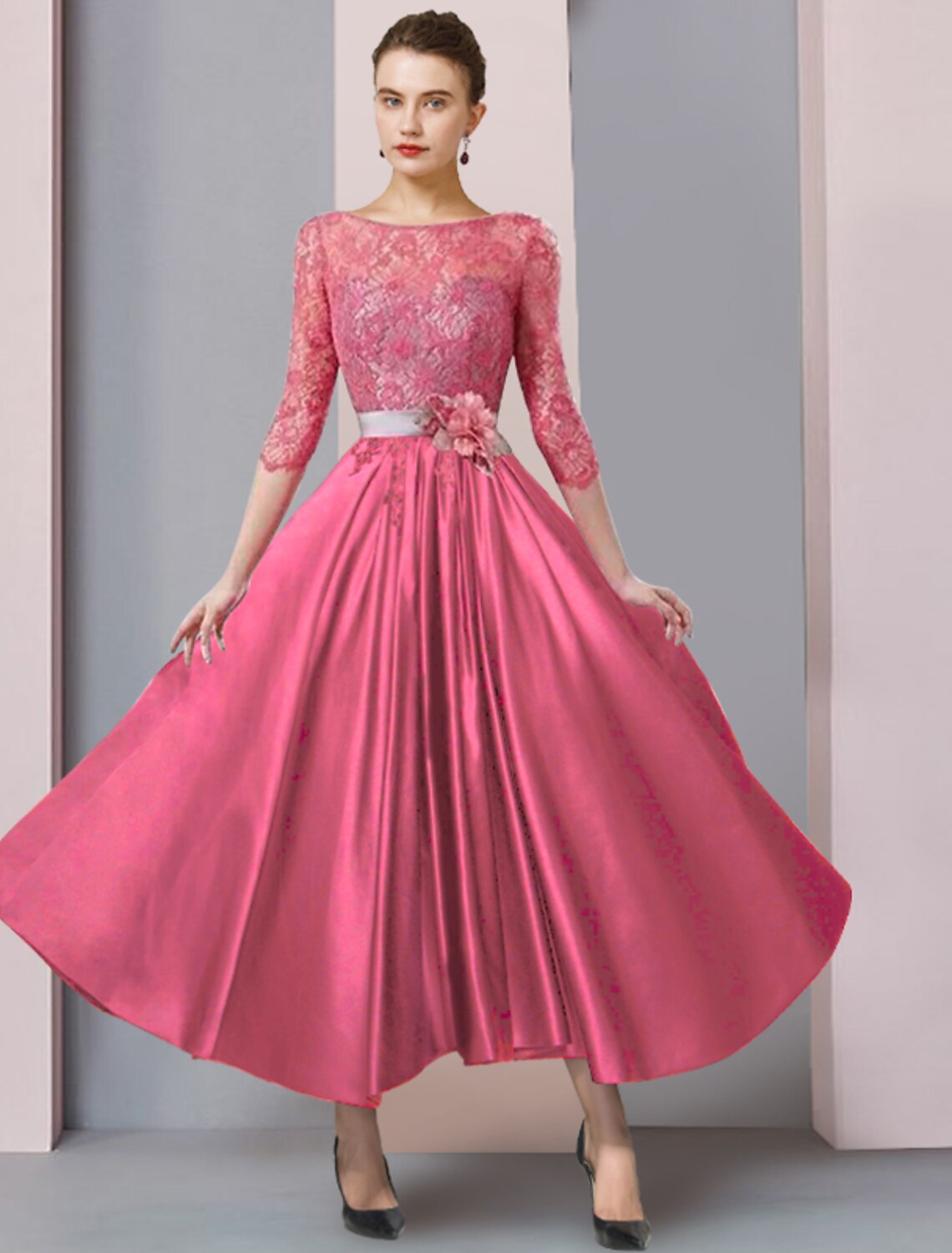 A-Line Satin Tea-Length Party Dress - Chloe Dress