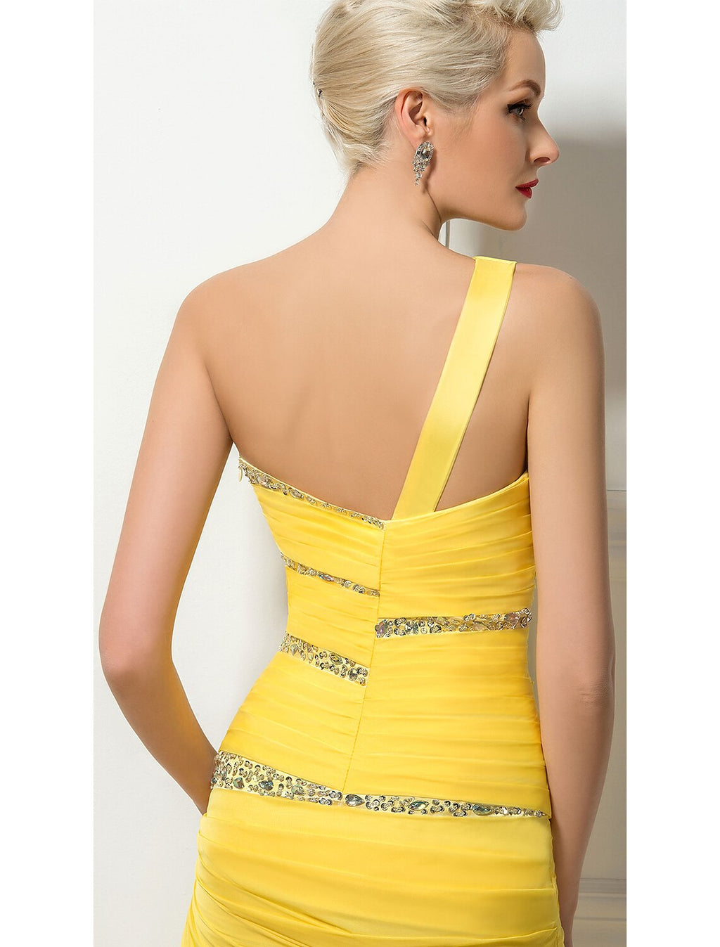 Sheath One-Shoulder Chiffon Sleeveless Backless Train Evening Dress - Chloe Dress