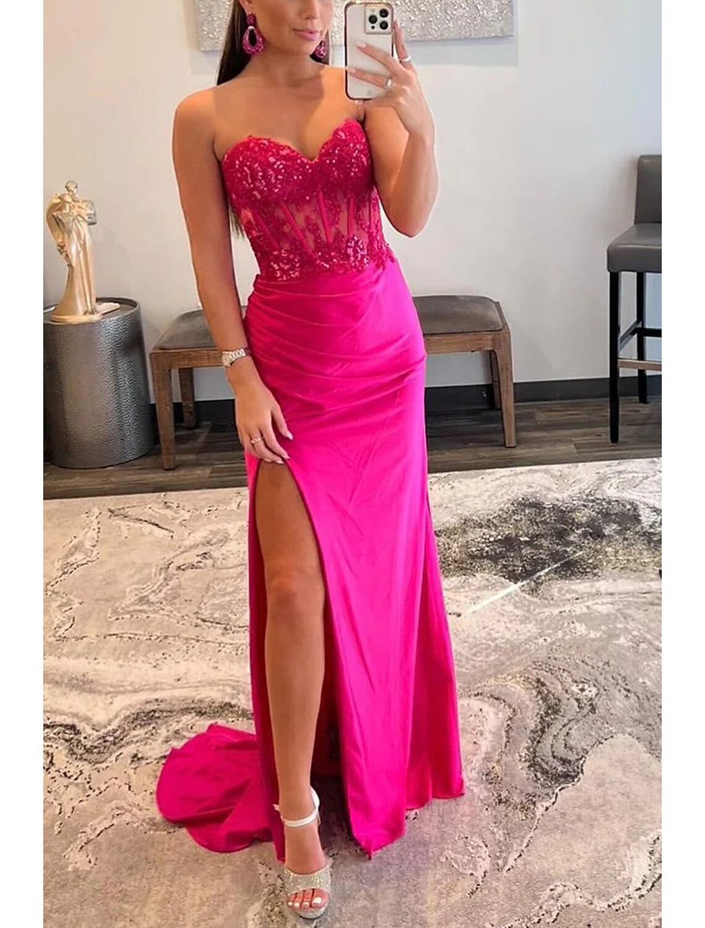 Mermaid Sweetheart Satin Sleeveless Train Prom Dress - Chloe Dress