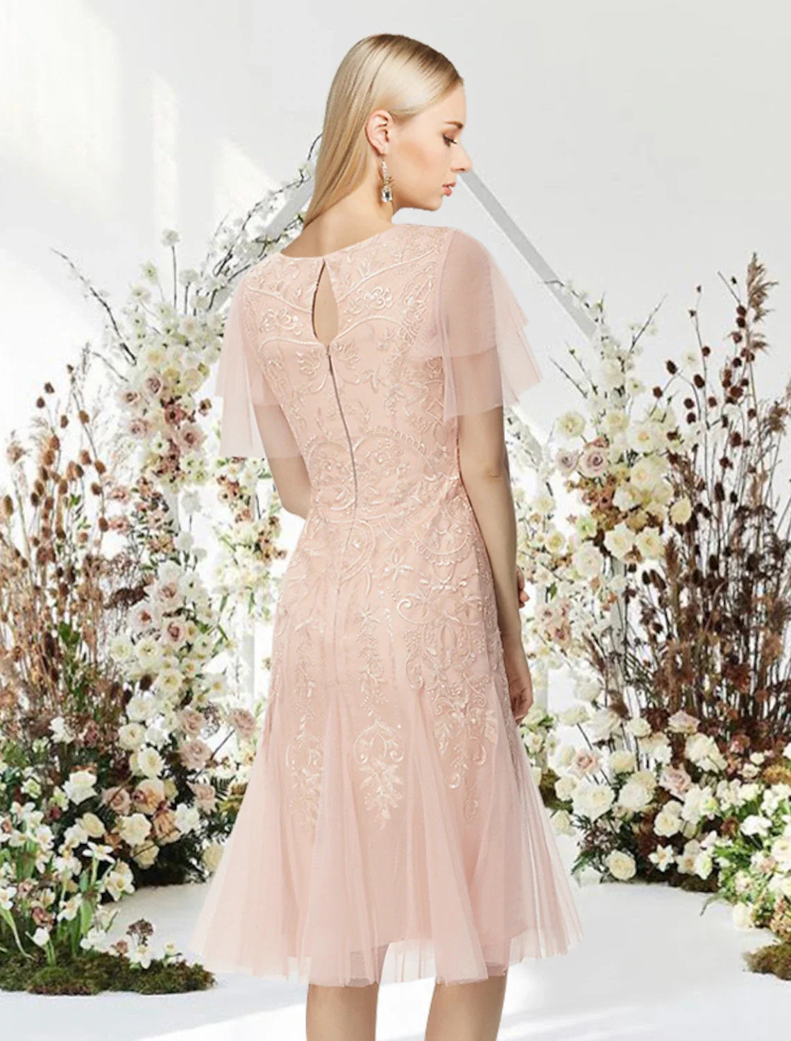 A-Line Lace Applique Knee-Length Cocktail Dress - Chloe Dress