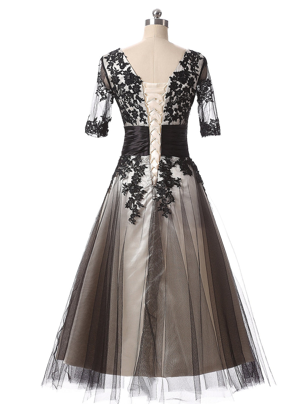 Ball Gown Lace Applique Ankle-Length Evening Gown - Chloe Dress