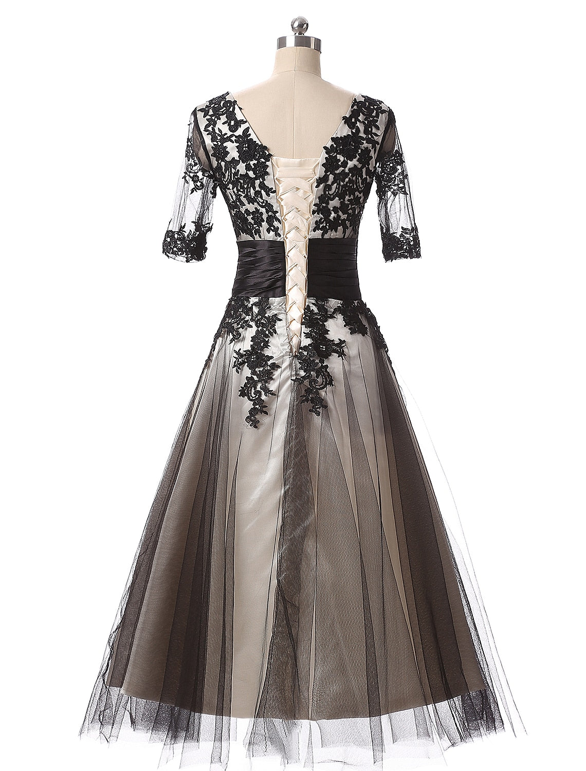 Ball Gown Lace Applique Ankle-Length Evening Gown - Chloe Dress