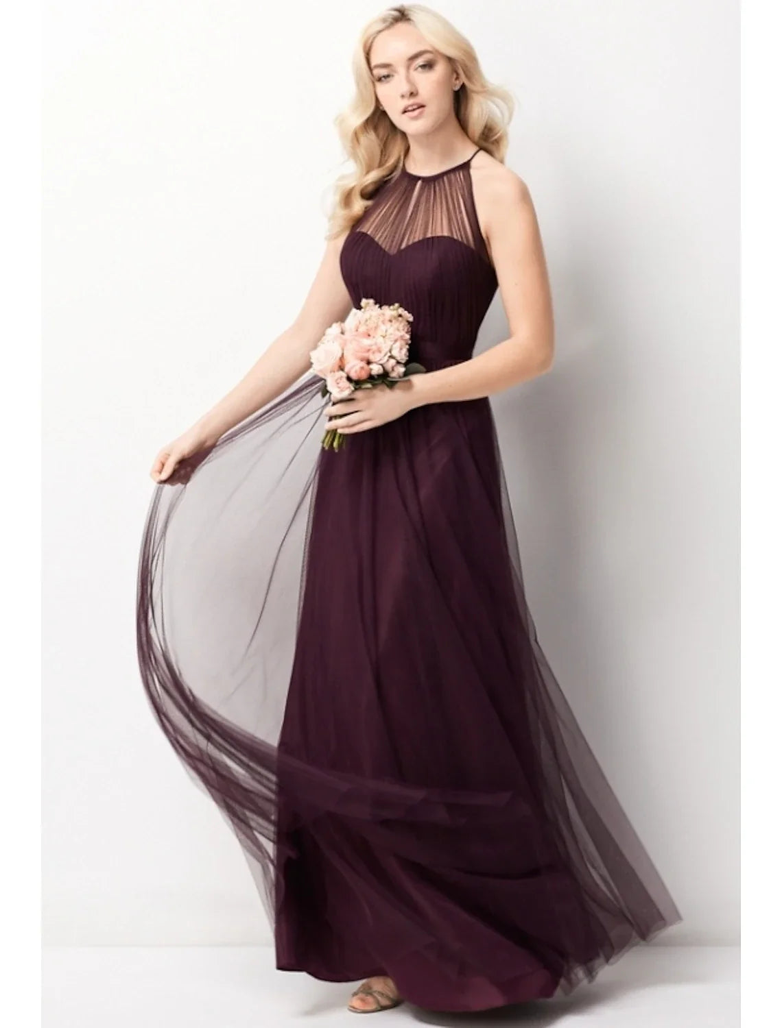 A-Line Halter Chiffon Sleeveless Floor-Length Wedding Dress - Chloe Dress
