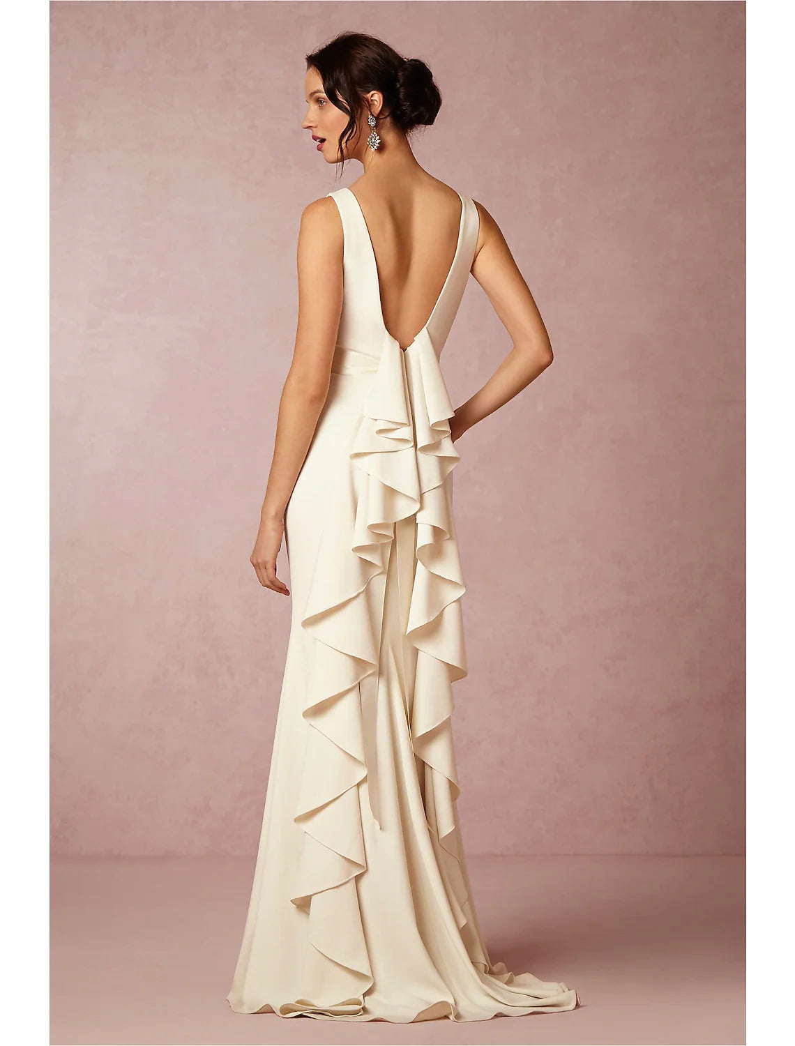 Sheath Sleeveless Open Back Train Wedding Gown - Chloe Dress