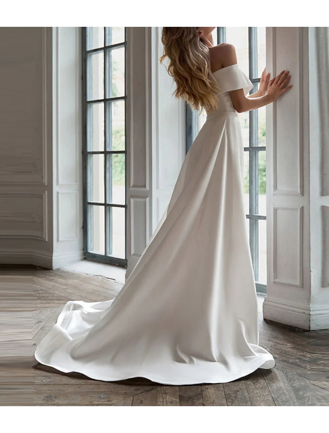 Ball Gown Off-Shoulder Lace Sleeveless Applique Tea-Length Wedding Gown - Chloe Dress