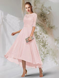 A-Line Chiffon Long Sleeve Asymmetric Evening Gown - Chloe Dress