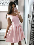 Pink A-Line V-Neck Sleeveless Pleated Mini Cocktail Dress - Chloe Dress