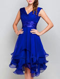 A-Line V-Neck Chiffon Sleeveless Tiered Wedding Dress - Chloe Dress