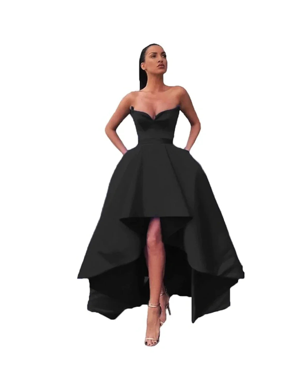 A-Line Off-Shoulder Satin Sleeveless Asymmetric Prom Dress - Chloe Dress