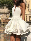 A-Line Halter Satin Sleeveless Ruffled Mini Homecoming Dress - Chloe Dress