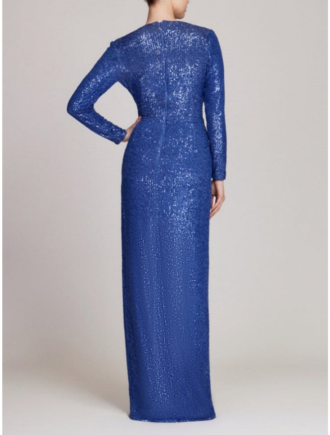 Sheath V-Neck Sequin Long Sleeve Floor-Length Evening Gown - Chloe Dress