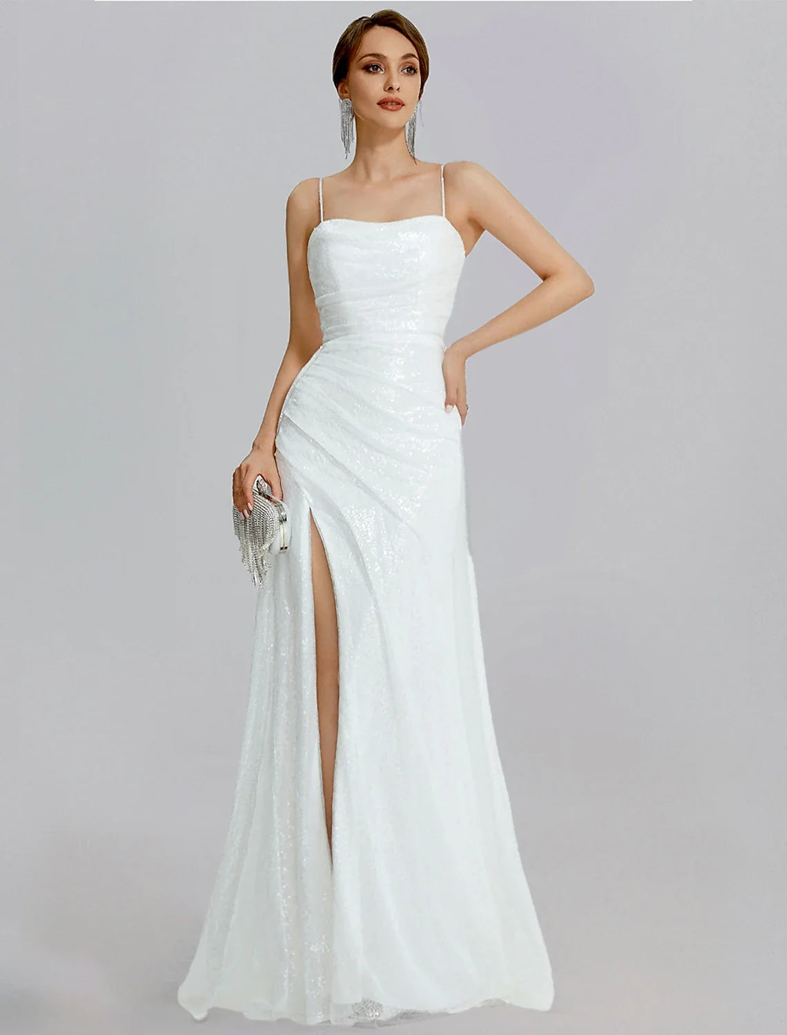 Mermaid Cowl Neck Sequin Sleeveless High Slit Floor-Length Prom Dress - Chloe Dress