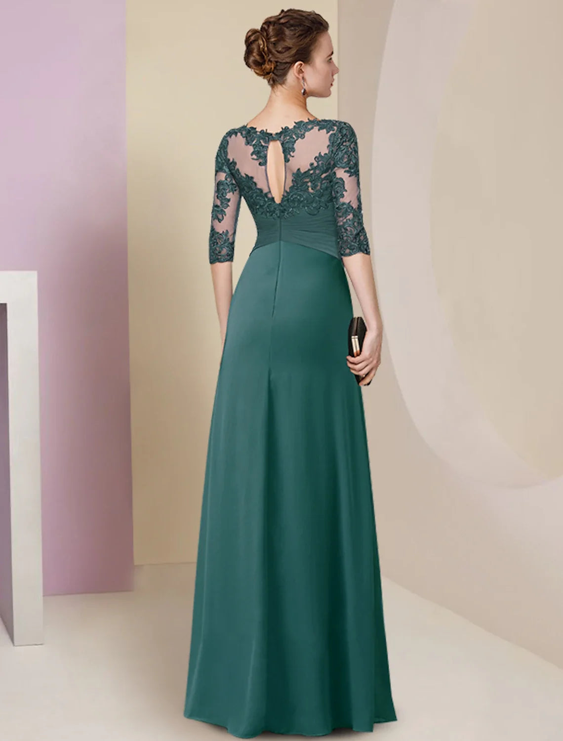 Sheath Chiffon Pleated Floor-Length Dress - Chloe Dress