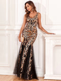 Black Mermaid V-Neck Sequin Sleeveless Floor-Length Evening Gown - Chloe Dress