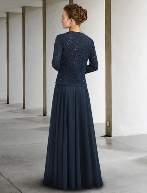 A-Line Chiffon Pleated Floor-Length Dress - Chloe Dress