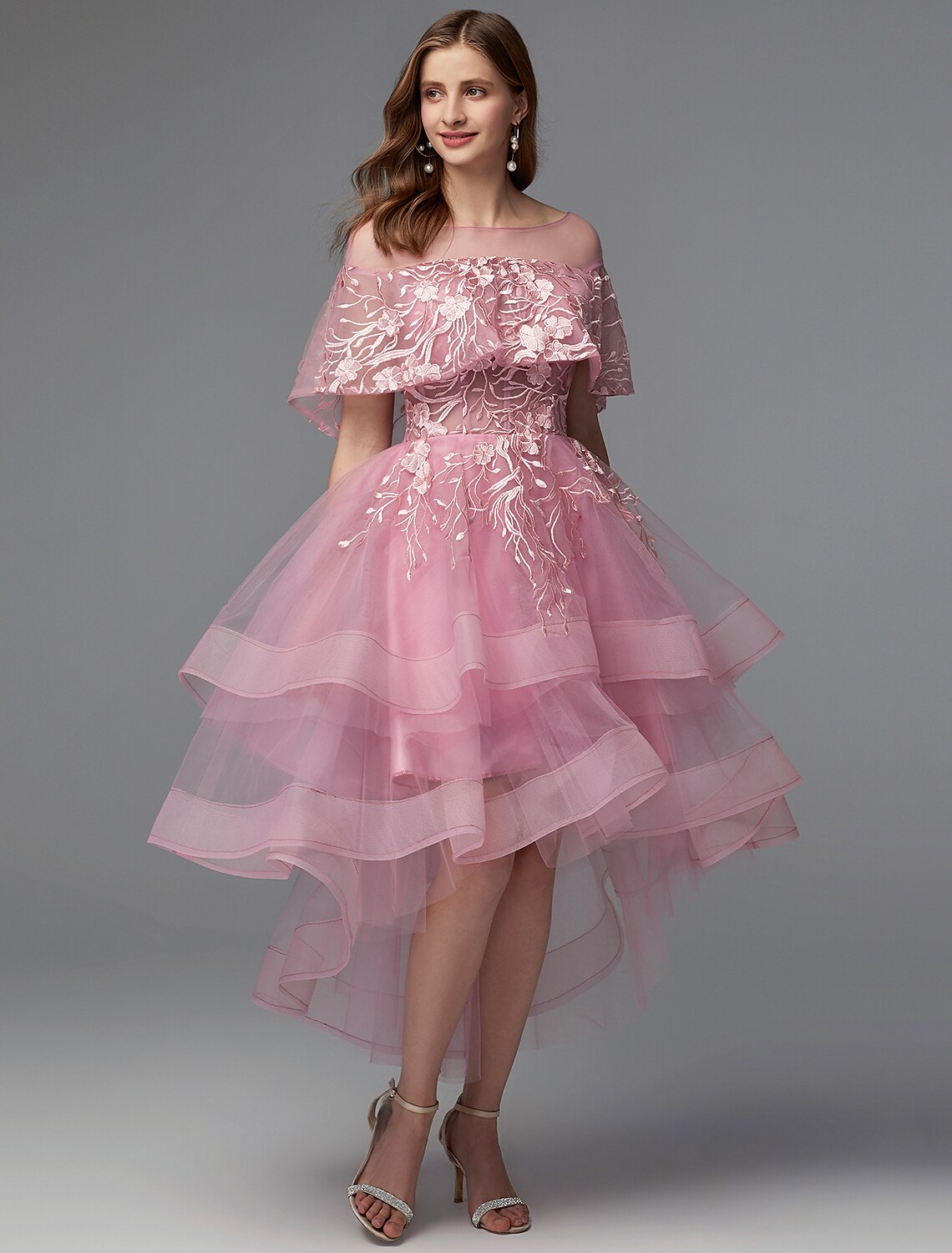 A-Line Illusion Lace Sleeveless Asymmetric Wedding Dress - Chloe Dress