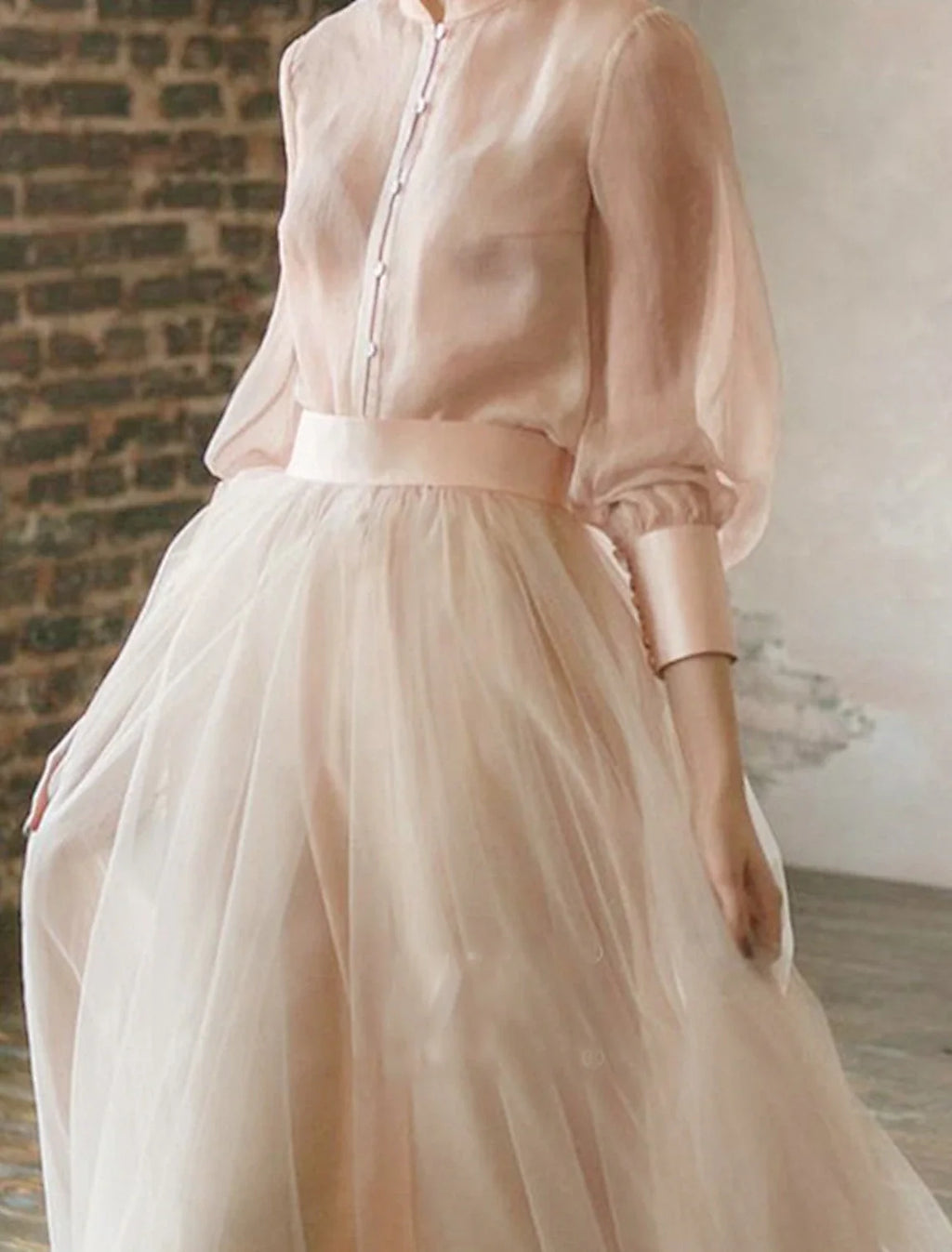 Chiffon Long Sleeve Floor-Length Wedding Dress - Chloe Dress