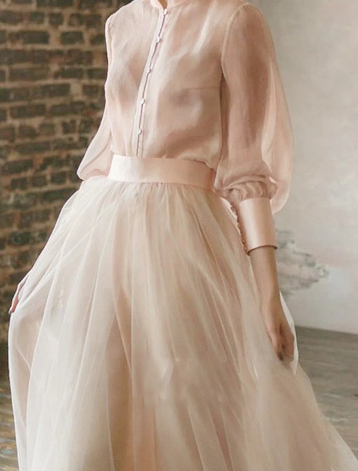 Chiffon Long Sleeve Floor-Length Wedding Dress - Chloe Dress