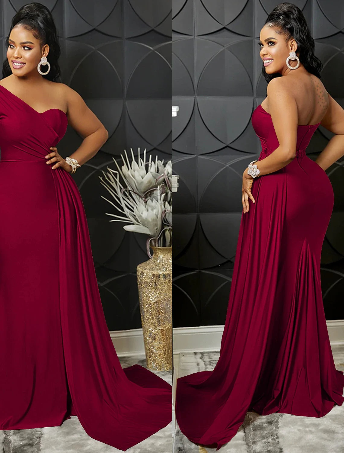 Black Bodycon One-Shoulder Sleeveless Floor-Length Evening Dress - Chloe Dress