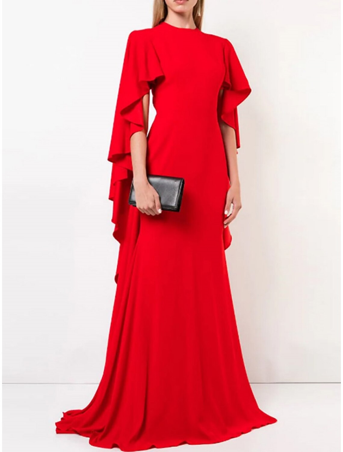 A-Line Chiffon Long Sleeve Ruffled Evening Gown - Chloe Dress