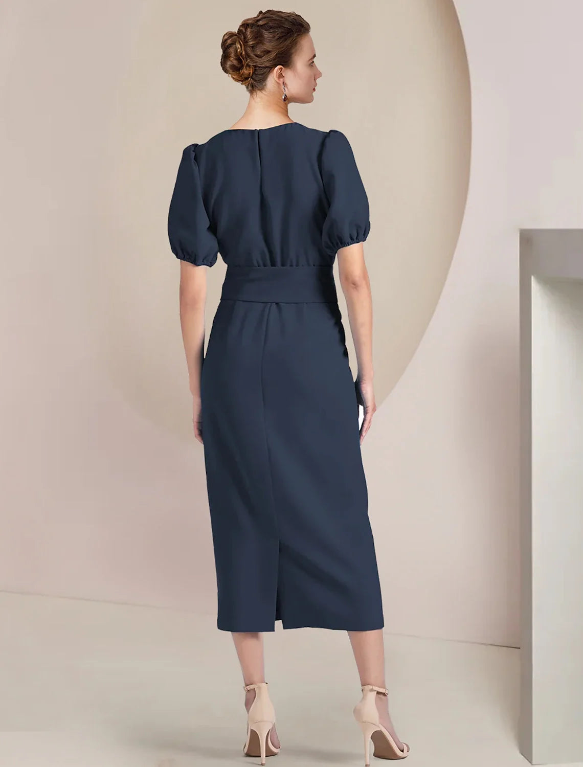 Sheath Chiffon Short Sleeve Mini Wedding Dress - Chloe Dress