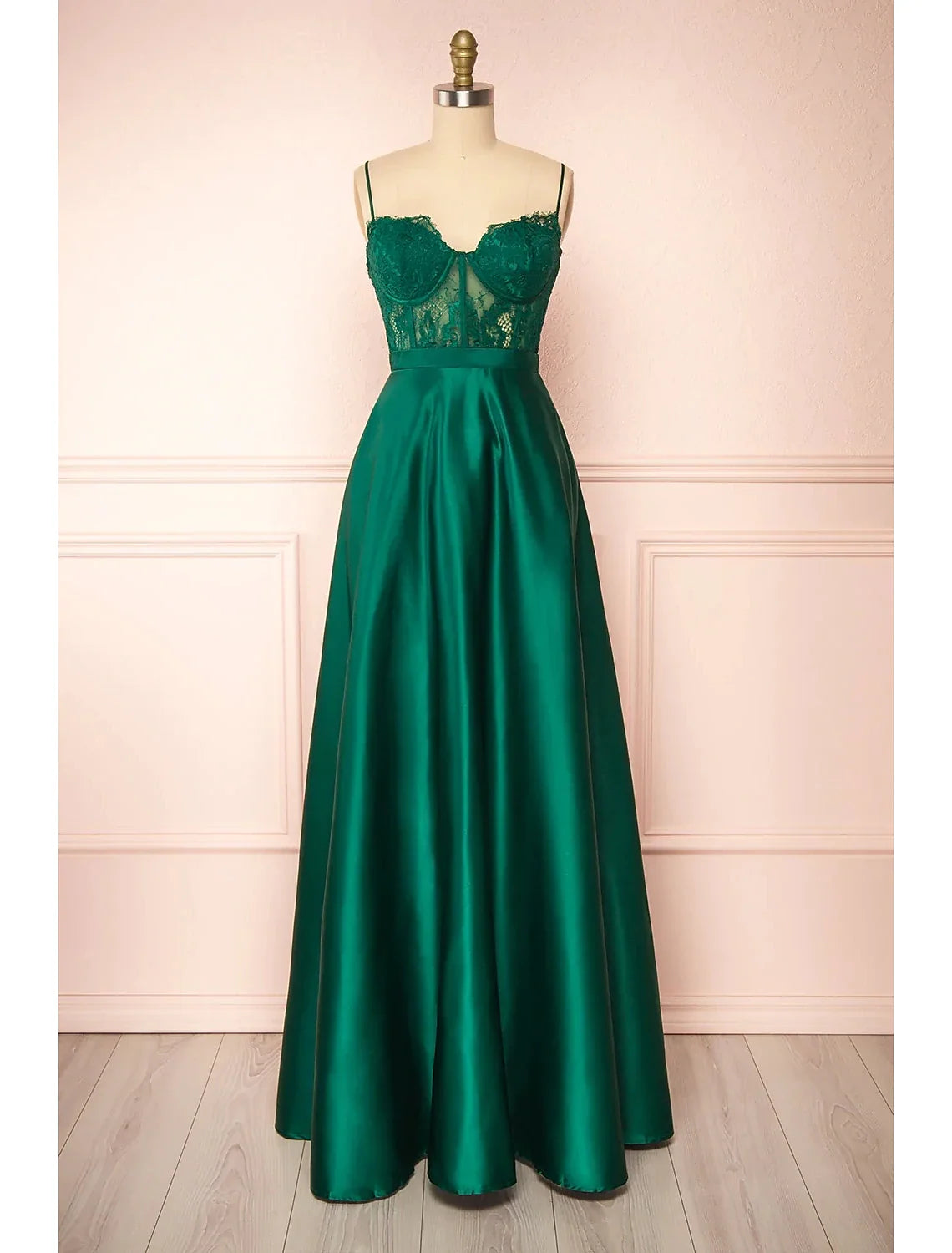 A-Line Sweetheart Satin Sleeveless Backless Applique Floor-Length Prom Dress - Chloe Dress