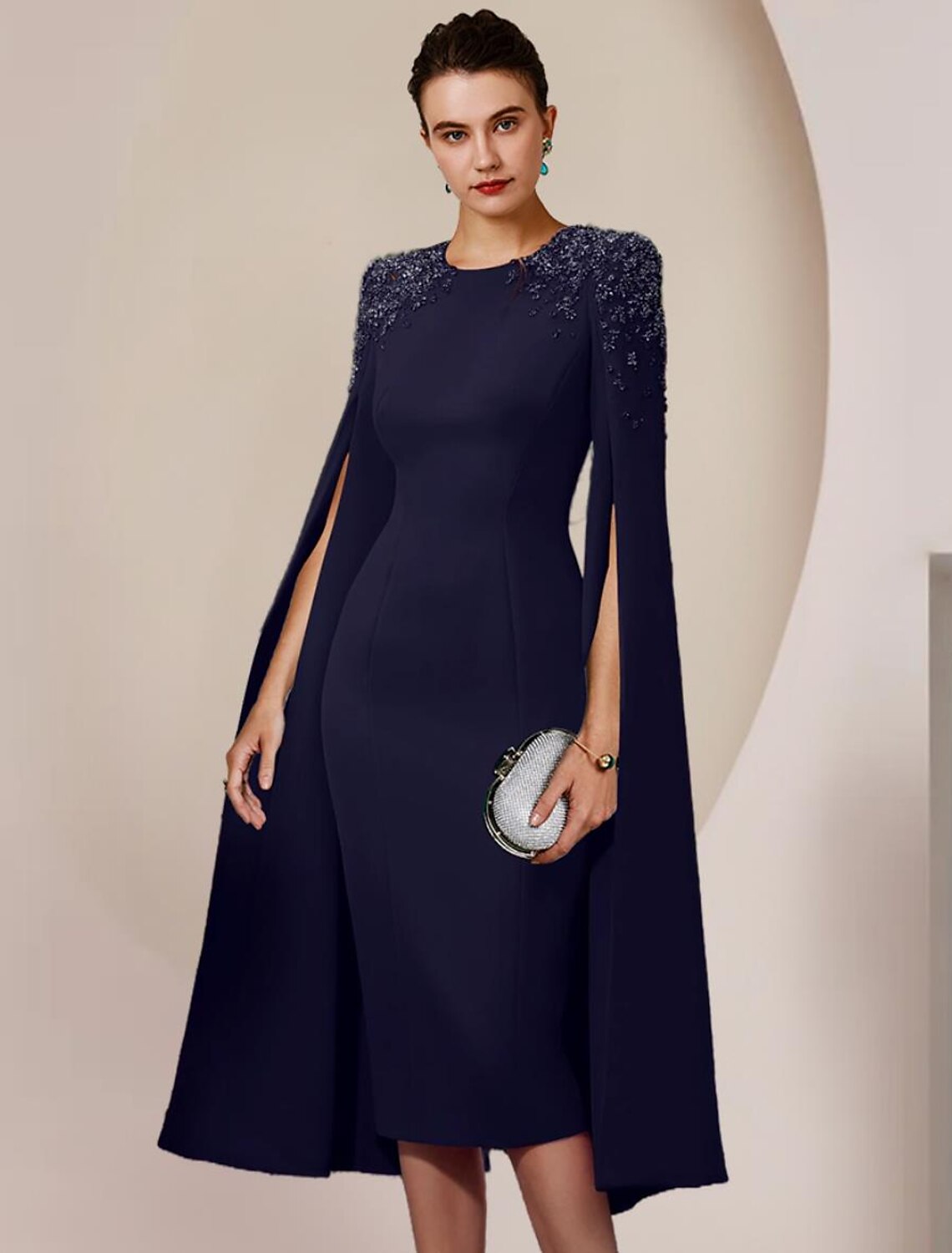 Sheath Chiffon Long Sleeve Knee-Length Wedding Dress - Chloe Dress
