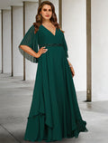 A-Line V-Neck Chiffon Ruffled Formal Dress - Chloe Dress