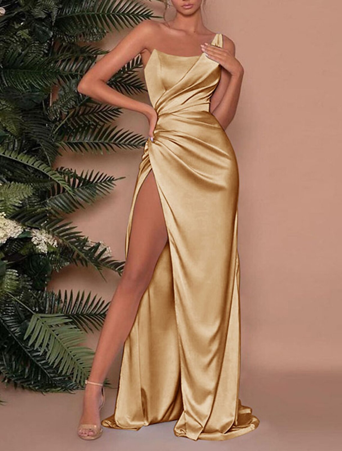Sheath One-Shoulder Sleeveless High Slit Prom Dress - Chloe Dress