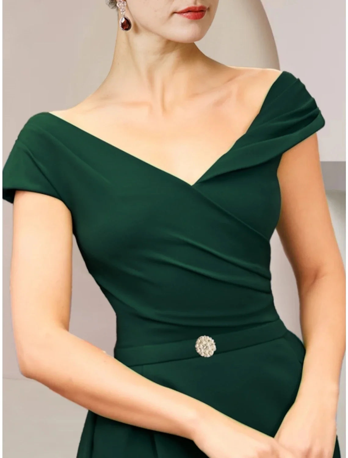 Sheath V-Neck Short Sleeve Pleated Mini Wedding Dress - Chloe Dress