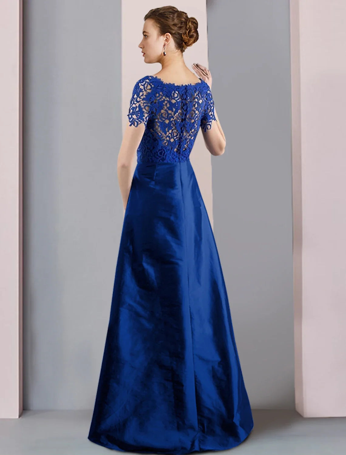 Sheath Lace Short Sleeve Mini Formal Dress - Chloe Dress