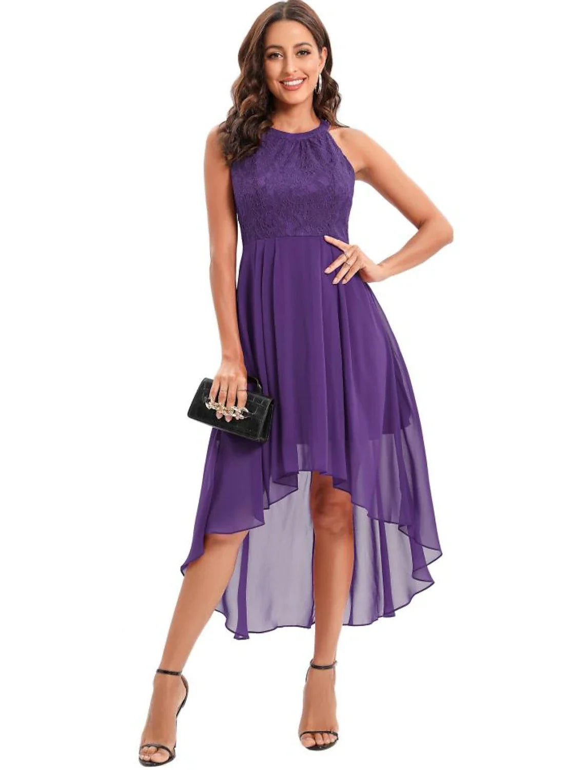 A-Line Halter Sleeveless Pleated Mini Cocktail Dress - Chloe Dress