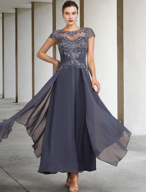 A-Line Chiffon Short Sleeve Wrap Mini Wedding Dress - Chloe Dress