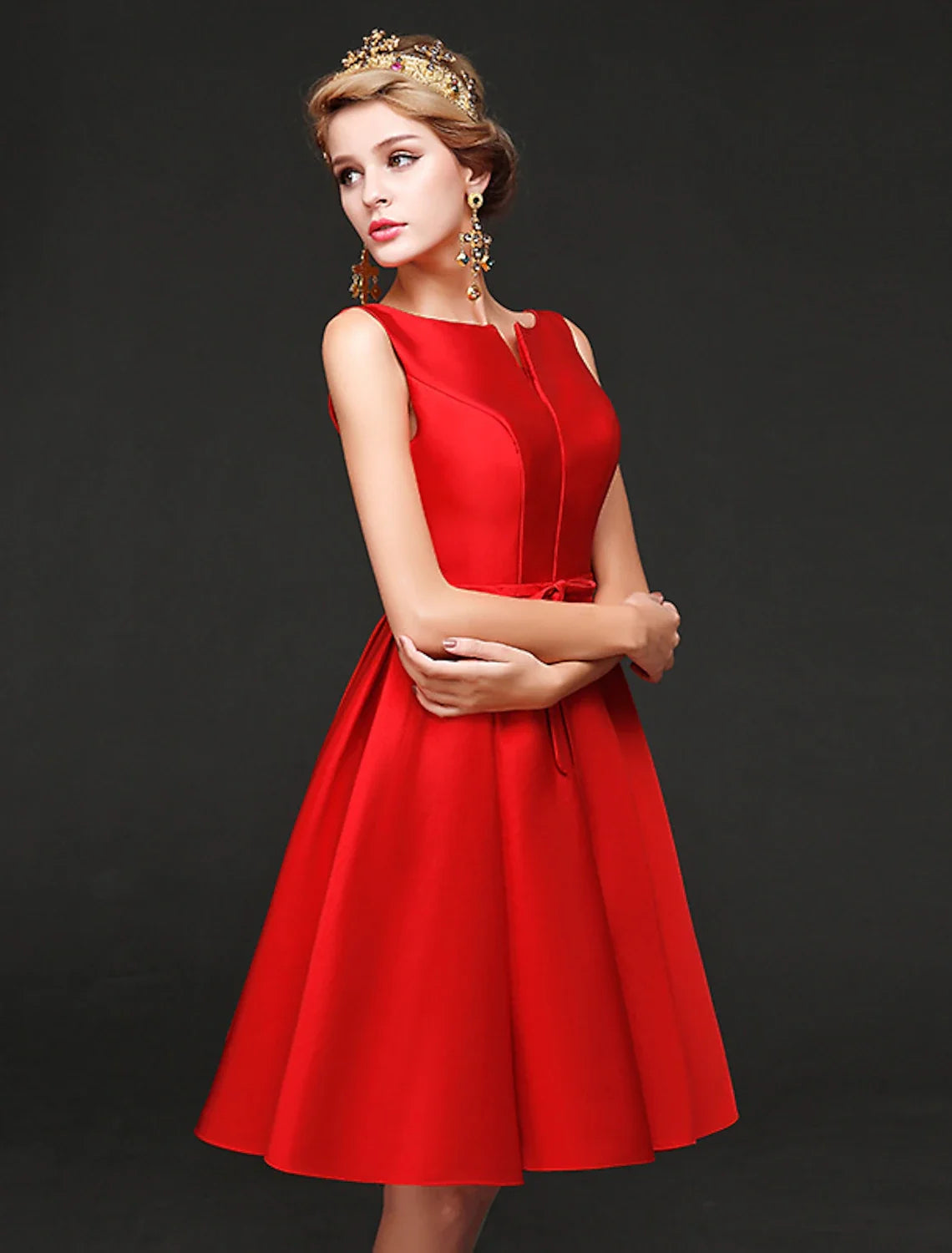 A-Line Satin Sleeveless Mini Cocktail Dress - Chloe Dress