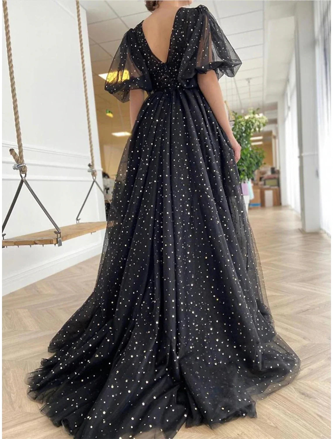 A-Line V-Neck Tulle High Slit Prom Dress - Chloe Dress