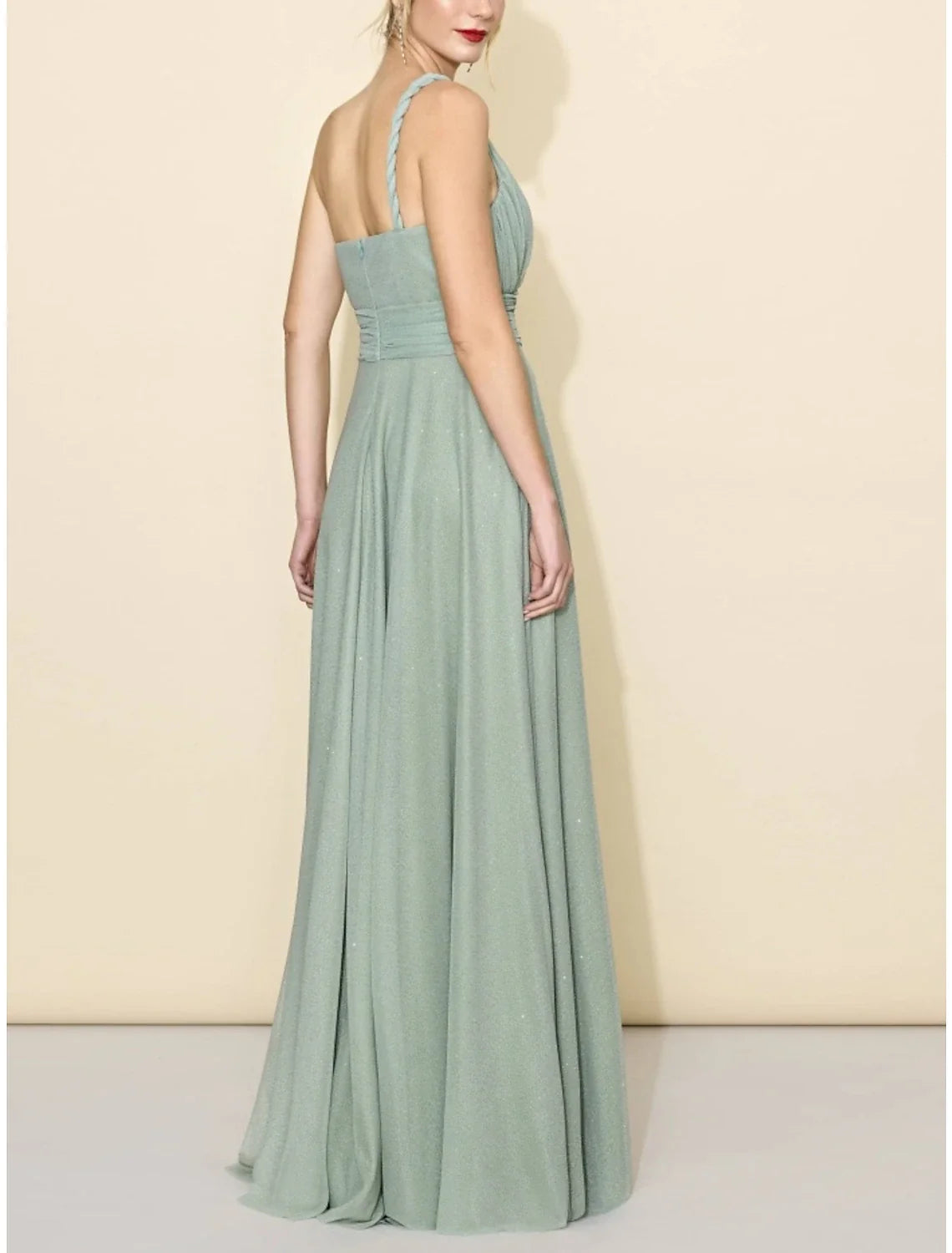 A-Line One-Shoulder Tulle Sleeveless Floor-Length Wedding Dress - Chloe Dress