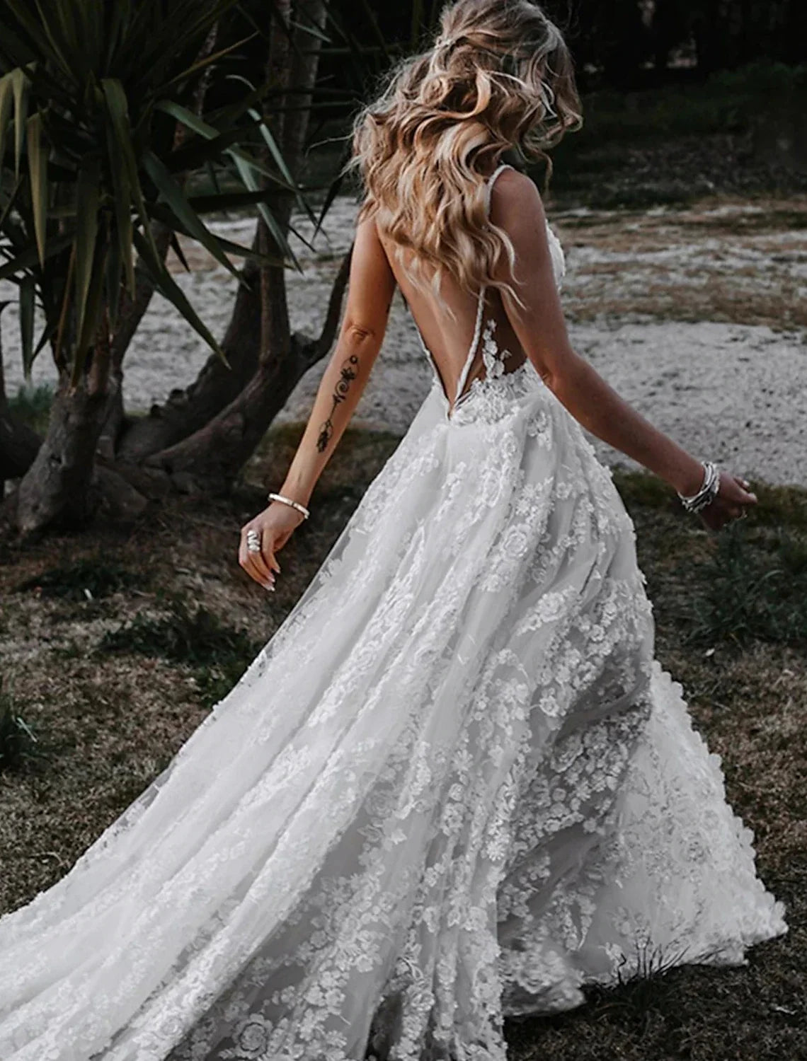 A-Line Sweetheart Lace Train Wedding Gown - Chloe Dress