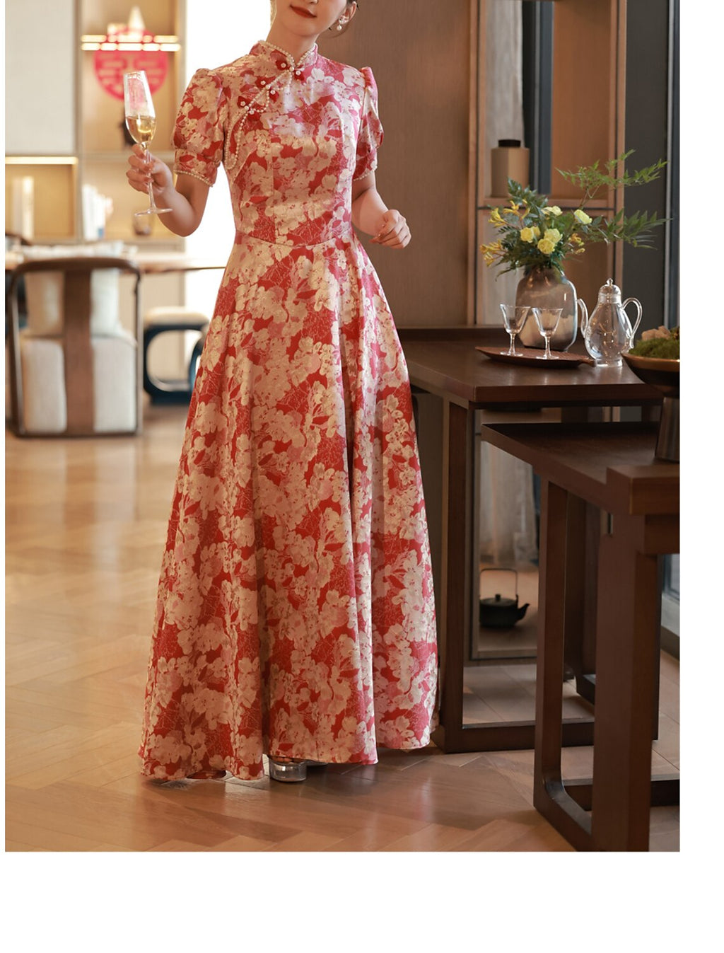 A-Line Satin Floor-Length Evening Gown - Chloe Dress